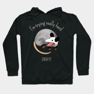 I'm Trying really hard, OKAY - funny Possum Hoodie